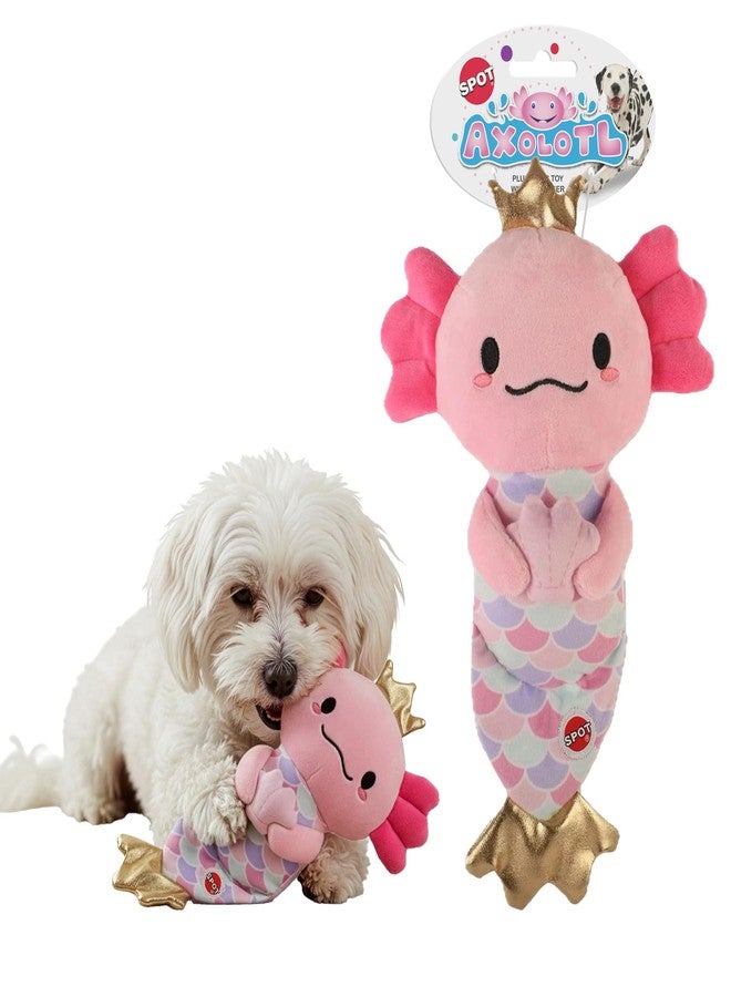 سبوت لعبة SPOT Axolotl Mermaid – لعبة كلاب قطيفة ناعمة مقاس 10 بوصات مع صفارة وذيل يصدر صوت خشخشة، مناسبة للكلاب الصغيرة والمتوسطة الحجم – درزات معززة – تصميم تاج وزعانف ذهبية لطيفة – مناسبة للكلاب التي تمضغ الأشياء برفق - Image 1